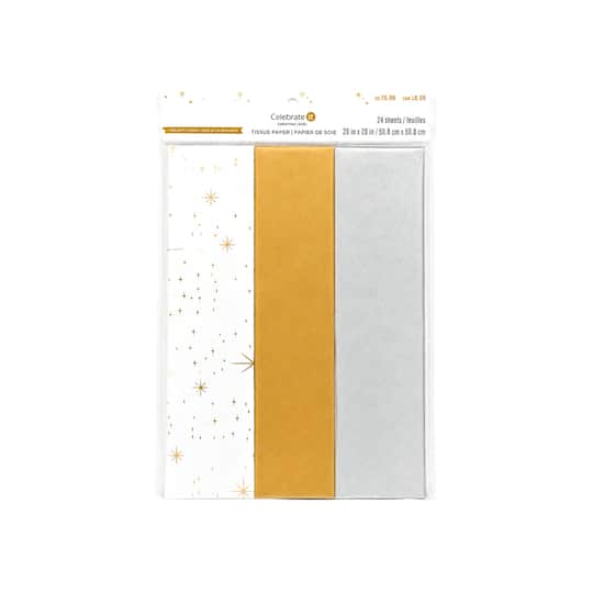 Michaels, Gold, Silver & Stars Tissue Paper Sheets, 24ct. by Celebrate It™ – Category: Shred & Tissue